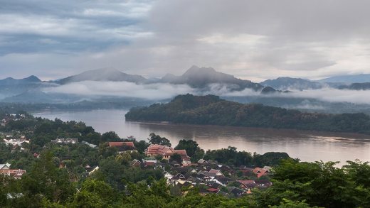 File:Mountains clouds Mekong and dwellings from Mount Phou Si at sunrise in Luang Prabang Laos.jpg